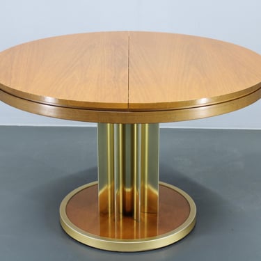 1970s Italian Round Extendable Dining Table 