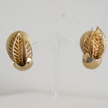 1960s Gold Leaf Clip Earrings 