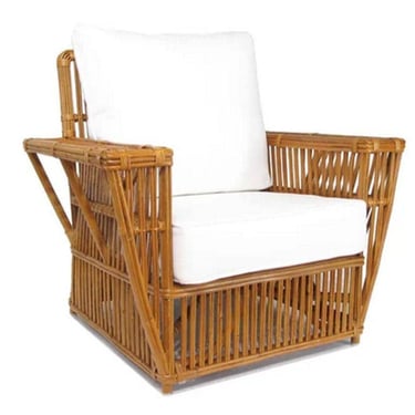 Presidents Art Deco Stick Reed Rattan Nantucket Lounge Armchair 