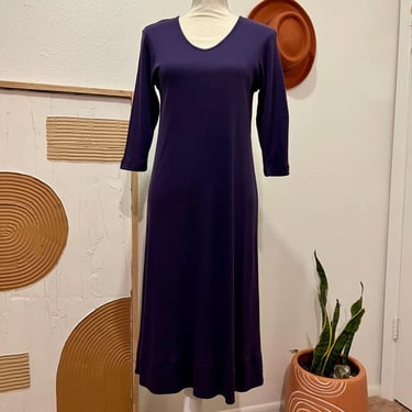 JW Div of Junction West Vintage 90s Purple Ribbed V Neck Half Sleeve Midi Dress 