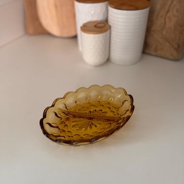 Vintage Amber Anchor Hocking Fairfield Divided Relish Dish - 2 AVAILABLE 