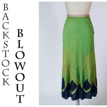 4 Day Backstock SALE - Large - Unique Vintage Late 1910s or early 20s Silk Jersey Skirt with Diamonds As Is - Item #25 
