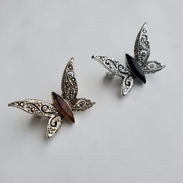 Vintage Butterly Scatter Pins with Filigree and Marcasites - Vintage Jewelry- Vintage Brooch 