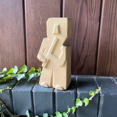 Vintage 1970s Jazz Man Figure Table Sculpture Statue Mid-Century MarBell Cast Stone (Chipped) 