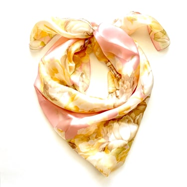 Vintage Echo Silk Scarf Floral Pink Romantic Hair Accessory 