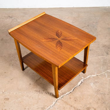 Mid Century Modern End Table Side Lane Rosewood Inlay Vintage 2 Tier Walnut Mcm