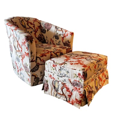 Multi Color Nature Print Swivel Chair w/Ottoman SS262-23