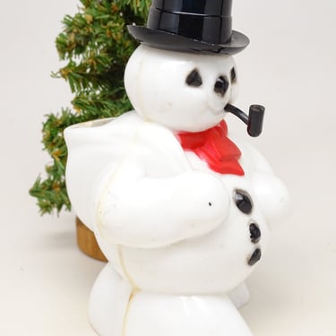 Vintage 1950's Plastic Frosty the Snowman Candy Container for Christmas, Antique Retro Decor, Original Price Label 