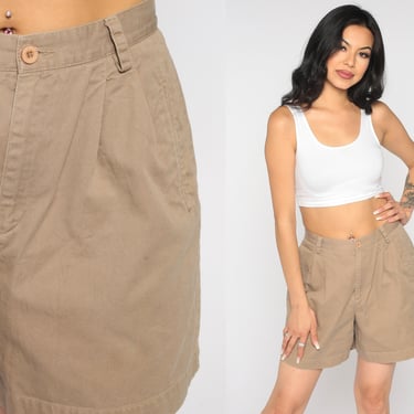 90s Khaki Shorts Pleated Trouser Shorts Tan Liz Claiborne Retro Wide Leg Shorts Baggy High Waisted Shorts Vintage 1990s Small Medium 