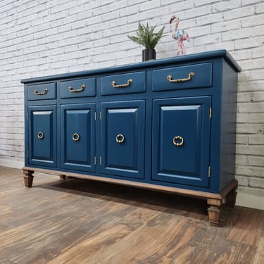 Available!! Dark Teal Painted Vintage Buffet 