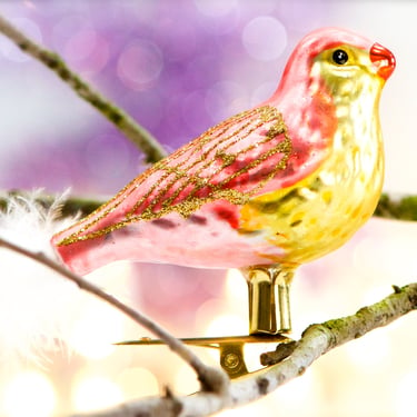VINTAGE: Glass Bird Ornament on Clip - Christmas Bird - Christmas Ornament - Holiday, Christmas. Crafts - SKU 15-B1-00033829 