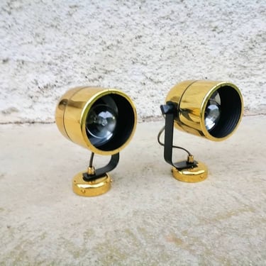 2 of 2 Vintage Wall Lamps / Pair of  Retro Lamps/ Spot Lights / Adjustable Wall Lamps/ Golden Lights / Vintage Lightning/ 70s Yugoslavia 