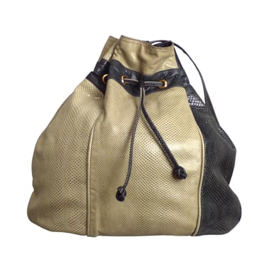 JUDITH LEIBER- 1980s Lizard Skin Bucket Bag