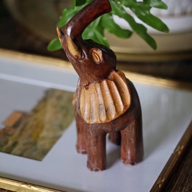 Vintage Hand Carven Lightweight Wood Elephant 