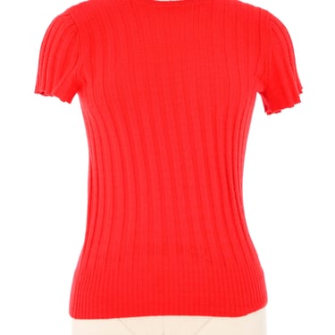 Yves Saint Laurent Red Cashmere Cropped Sweater