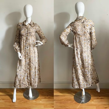 1960s Bernshaw Voile Floral Groove Dress 