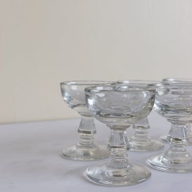 vintage french hand blown aperitif glasses, set of 8