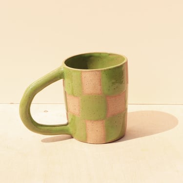 Ceramic Mug / Handmade Coffee Mug / Clay Mug / Modern Pottery Mug / Checkerboard Coffee Cup 
