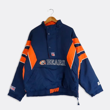 Vintage Starter NFL Chicago Bears Half Zip Front Pocket Jacket Sz L