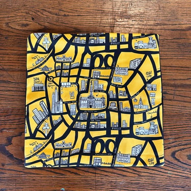 Yellow and black Map Philly  18 x 18 pillow case
