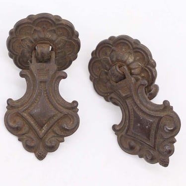 Pair of Vintage 3 in. Steel Victorian Drop Drawer Pulls