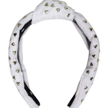 Lele Sadoughi - White Knot Front w/ Gold Hearts Headband