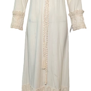 Fred Leighton 60s ivory cotton peasant style maxi dress