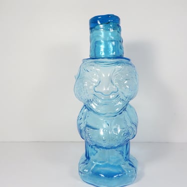 Vintage Tiara Jolly Mountineer Turquoise Ice Blue Decanter 