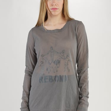 Long Sleeve Mesh T-Shirt in UNPRINTED ROCK Only