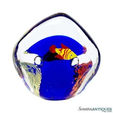 Vintage Italian Murano Art Glass Aquarium Fish Paperweight