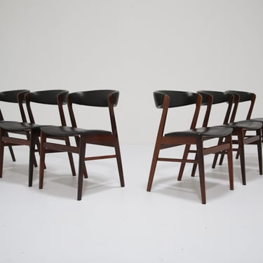 Vintage Set of 6 Danish Rosewood Dining Chairs by Sax, 1960s.