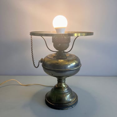 Vintage Brass Oil Lamp Converted Electrical Lamp Art Deco TESTED WORKING 