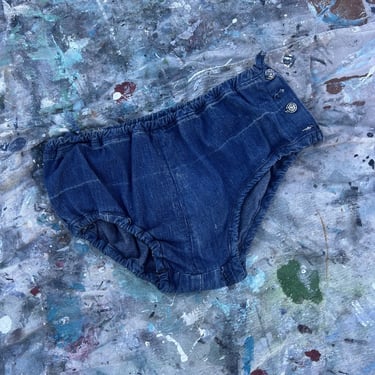 Vintage 1940s 1950s Blue Denim Panties Selvedge Dark Wash Daisy Dukes Bloomers