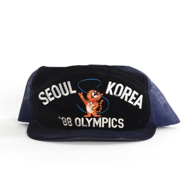 Vintage 88 Olympics snapback |  1980s SEOUL KOREA '88 Olympics embroidered blue velvet snapback hat 