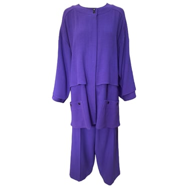 Karl Lagerfeld 1980's Vibrant Violet Coat and Pants Ensemble