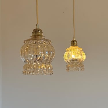 1 of 4 Vintage Small Glass Pendant Lights / Mid-Century Modern Ceiling Lighting / Retro Home Decor / Kitchen Island / Yugoslavia / 1960s 