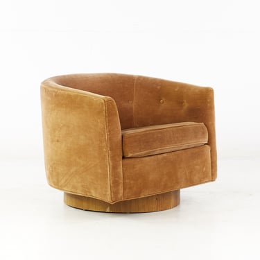 Milo Baughman for Thayer Coggin Mid Century Walnut Tilt Swivel Barrel Lounge Chair - mcm 