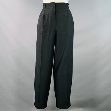 ALAIA Size 12 Black Cupro Wool Blend Pleated Tapered Button Fly Dress Pants