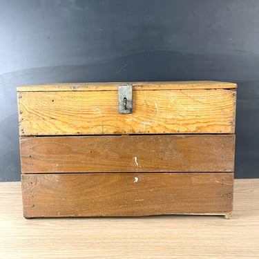 Rustic handmade make-do chest with two drawers - vintage storage box 