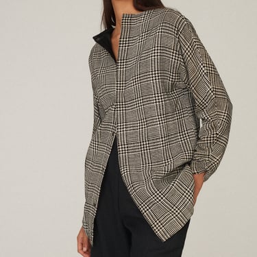 Vintage Saks Glen Check Leather Coat