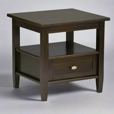 Shaker 20&quot; Solid Wood Transitional End Side Table in Tobacco Brown FFW-969