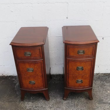 Tall Narrow Mahogany Nightstands End Side Bedside Tables a Pair 5342