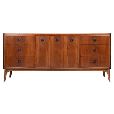 72” MCM Walnut Dresser | Credenza w 9 Drawers of Storage