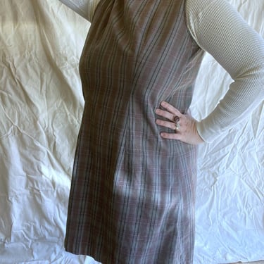 40s Plaid Flannel Jumper Dress Size L / XL 