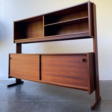Danish rosewood credenza with floating hutch 