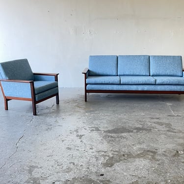 Vintage Danish Mid Century Modern Rosewood Sofa & Easy Chair by Westnofa 