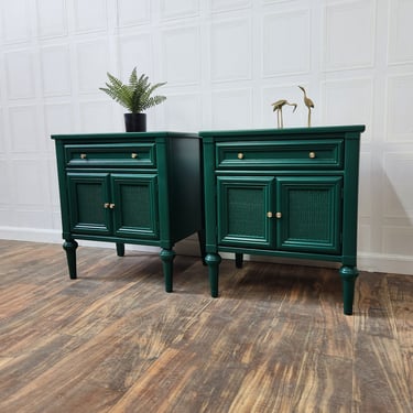 Available!! Green Midcentury nightstands / end tables 