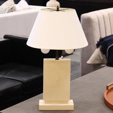 Faux Shagreen Table Lamp With Beige Shade