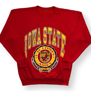 Vintage 90s Iowa State University Cyclones Crest Logo Big Print Graphic Crewneck Sweatshirt Pullover Size Large/XL 