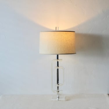 Pierre Cardin Style Lucite Table Lamp Mid Century Vintage 